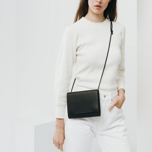 BAGGU Black Leather Compact Purse / Convertible Clutch